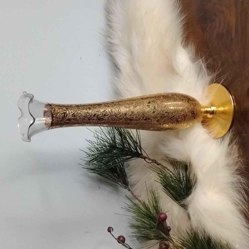 Elegant Glastonbury 22kt Gold Etched Glass Vase